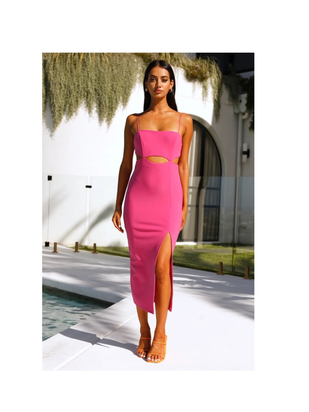 Hello Molly Hot Pink Cutout Midi Dress